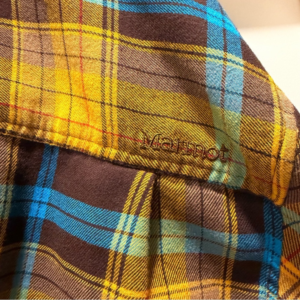 Men's Marmot Yellow and Blue Plaid Shirt - Picture 7 of 11